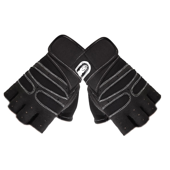 Тренировъчни ръкавици за фитнес и фитнес със защита на дланите, Hggzeg, Противоплъзгащи се, Амортисьори, Изработени от дишаща материя, Размер M, За катерене, вдигане на тежести, езда и други спортове, Черни/бели