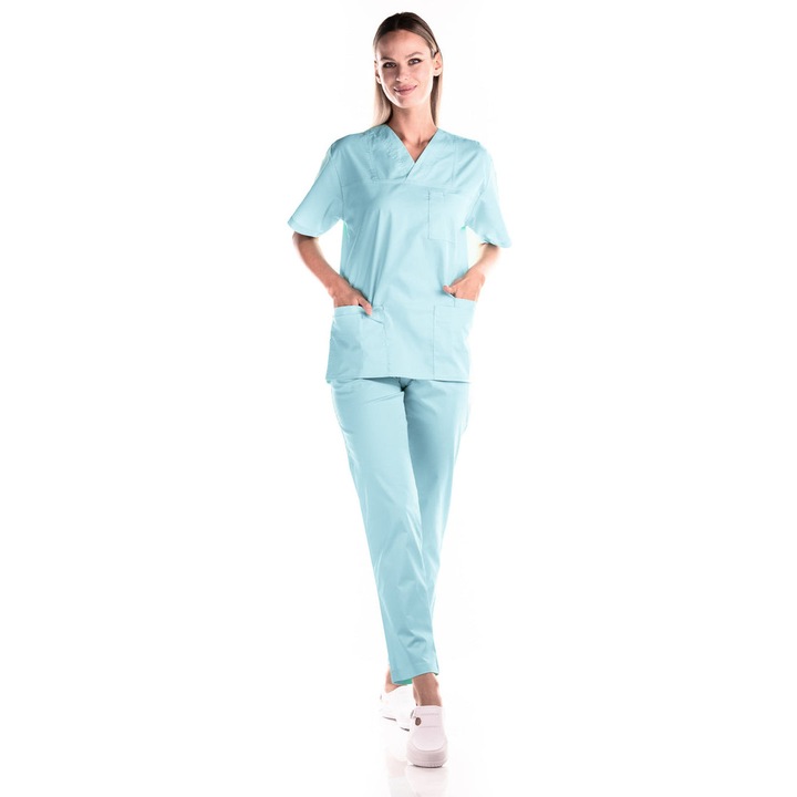 Дамски медицински костюм, TAG Premium CottonStretch, Aqua, M