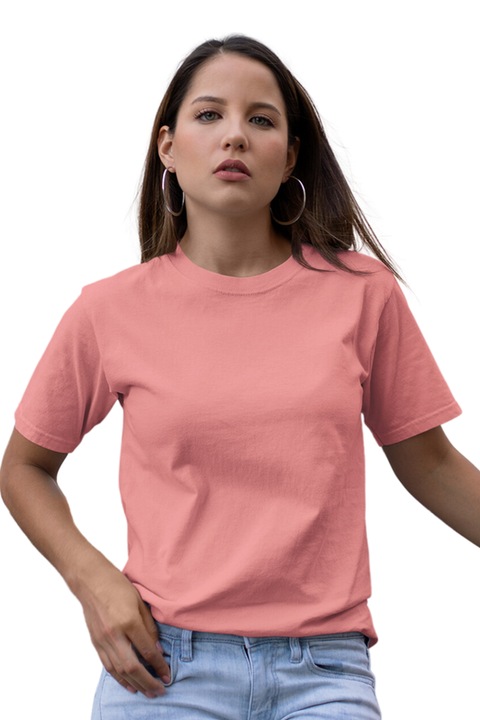 Tricou dama din bumbac 100%, Casual Regular Fit, Coral, S