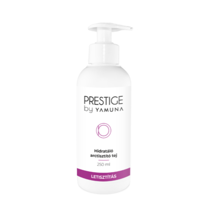 Lapte demachiant facial hidratant Prestige by Yamuna, din ingrediente vegetale, hidrateaza, curata, ingrijeste si calmeaza pielea, 250 ml