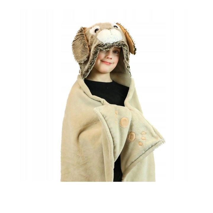 Gyermek takaró kapucnival, Cozy Noxxiez, nyúl modell, 130x100cm, EN71, 3+, polár, bézs