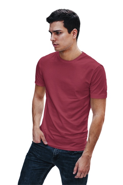 Tricou barbat din bumbac 100%, Casual, Regular Fit, Rosu inchis