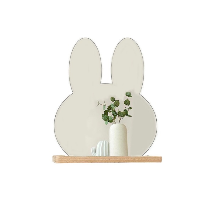 Козметично огледало, Акрил/Дърво, Кафяво/Бяло