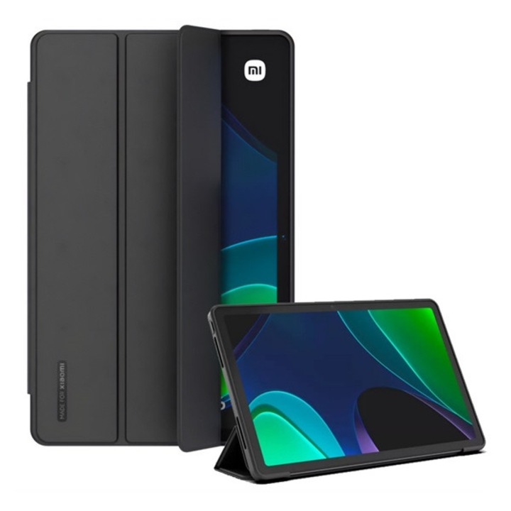 Tablet tok, kompatibilis, Xiaomi Pad 6 Made for xiaomi tok álló, bőr hatású (aktív flip, oldalra nyíló, trifold, asztali tartó) fekete, gyártói csomagolás