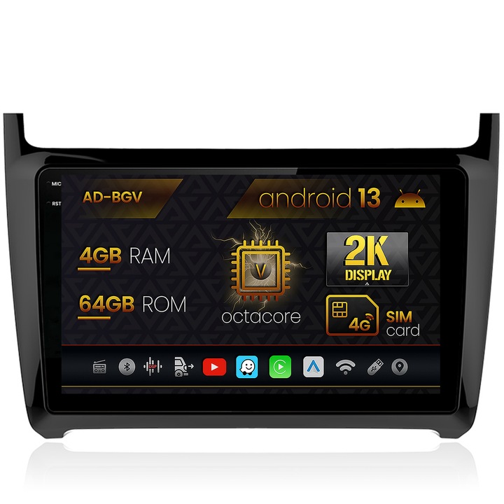 Navigatie Autodrop Volkswagen Polo (2014, ), Android 13, V-Octacore, 4GB RAM, 64GB ROM, 9.5 Inch - AD-BGV9004, AD-BGRKIT033