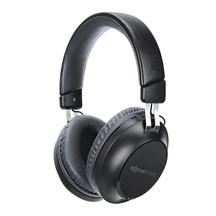 Boompods Wireless Bluetooth sztereó fejhallgató beépített mikrofonnal - Boompods Lunar Wireless Headphones - fekete