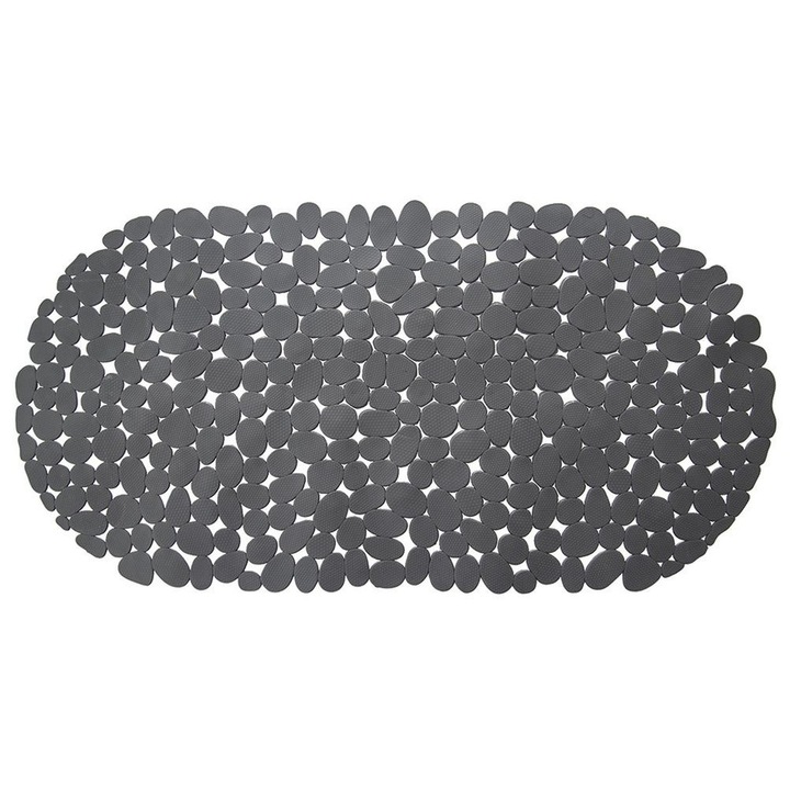 Covoare Antiderapante, Orion, 68x34 cm, Forma Ovala, Fabricate Din Polietilena, Rezistente La Umiditate, Dotate Cu Ventuze, Materiale De Inalta Calitate, Grafit