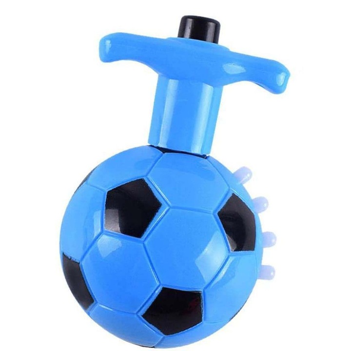 Jucarie Titirez Automat, Model Minge Fotbal, Muzica, Joc de Lumini, Albastru, 8 cm, Dalimag