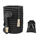 Furtun de gradina extensibil 15 metri eBA®, Pistol de stropit cu 8 tipuri de pulverizare, Anti rasucire/Presiune Reglabila/Functie de blocare, Conectori 1/2" si 3/4, Husa+Accesorii, Calitate Premium, Negru