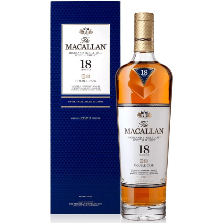 Whisky Macallan Double Cask 18 YO, Single Malt 43%. 0.7l