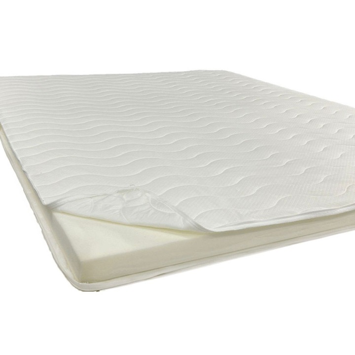 Topper Romesa Alb, 120x200x7cm, reversibil, Husa detasabila, Fermitate Medie