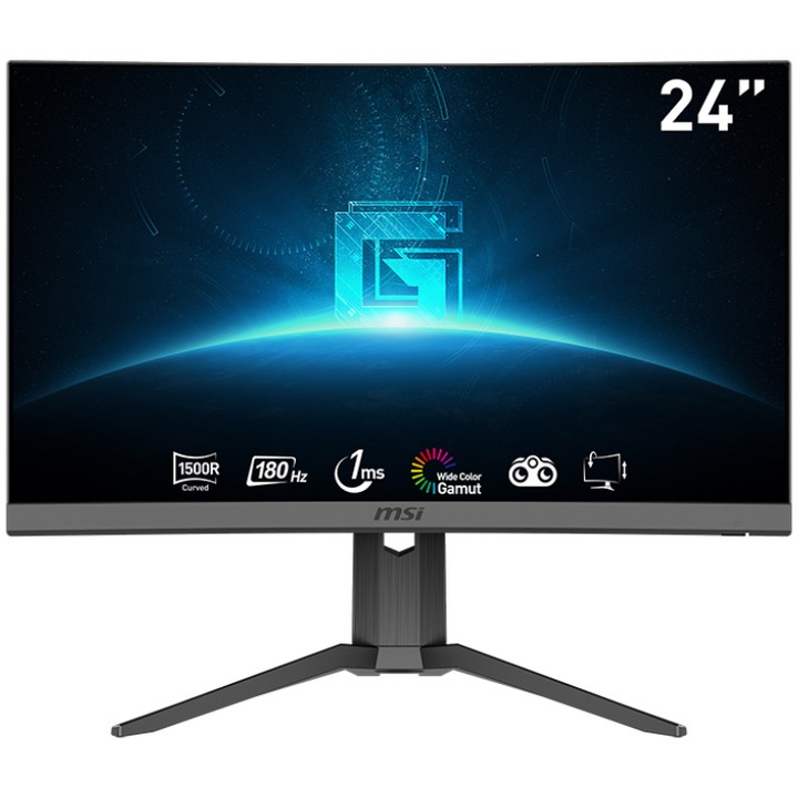 Ívelt gaming monitor MSI G24C6P E2, 24", Full HD, VA, 180Hz, 1ms, HDMI, DisplayPort, dönthető