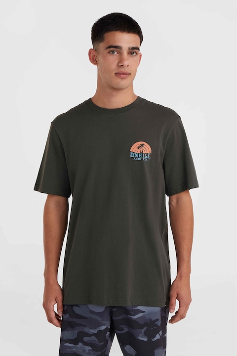 O'Neill, Плажна тениска с лого и щампа, Бледозелен