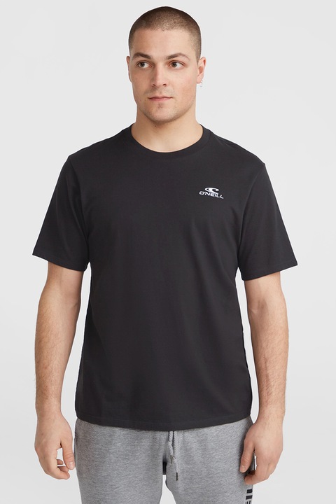 O'Neill, Tricou de bumbac cu decolteu la baza gatului si logo discret, Negru, M
