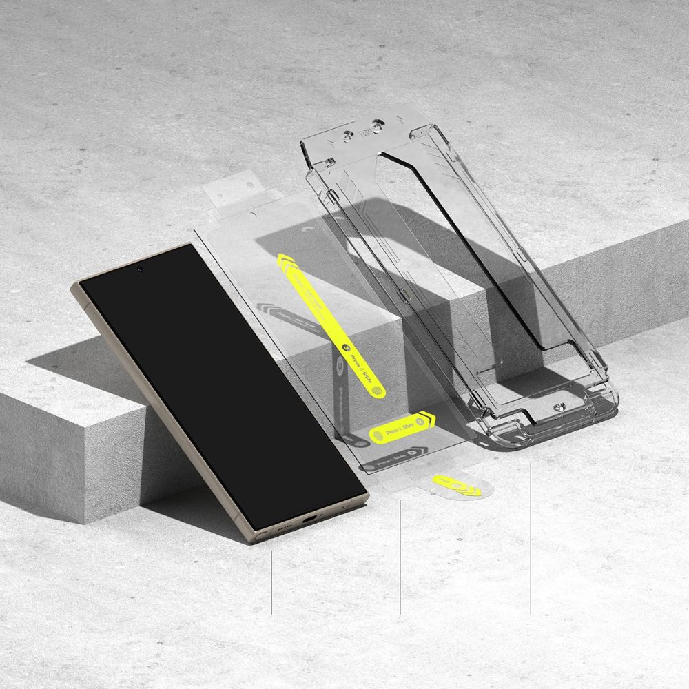 Set 2 folii sticla cu sistem de montare Ringke Easy Slide compatibil cu Samsung Galaxy S24 Ultra Clear
