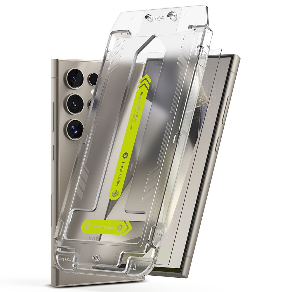 Set 2 folii sticla cu sistem de montare Ringke Easy Slide compatibil cu Samsung Galaxy S24 Ultra Clear