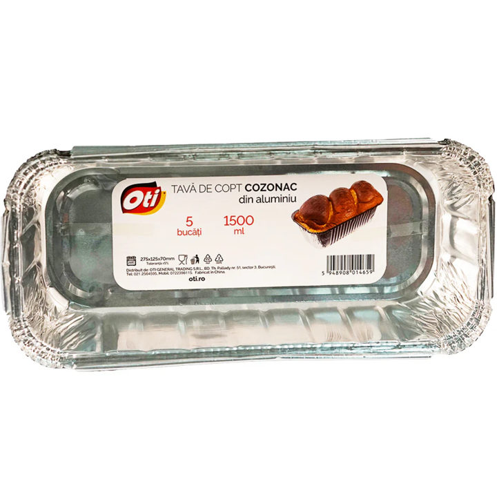 Tava din aluminiu 1500ml pentru copt cozonac, Oti, 5 buc