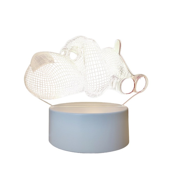 Lampa de veghe catel, Acril, USB, Alb