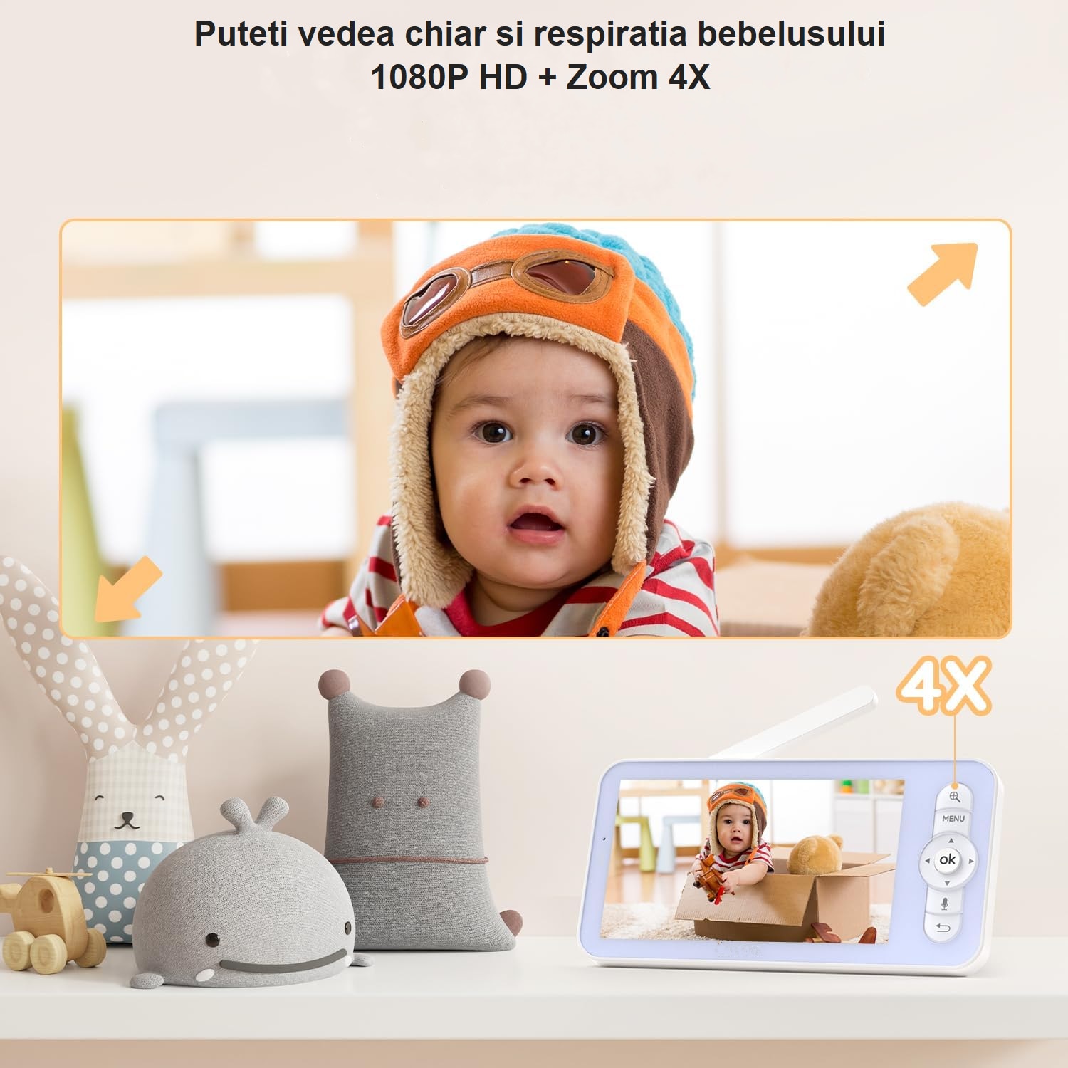 Baby Monitor WiFi 2in1 Lumini Ambientale HelloKid™ DUO LiGHTS MAX View ...