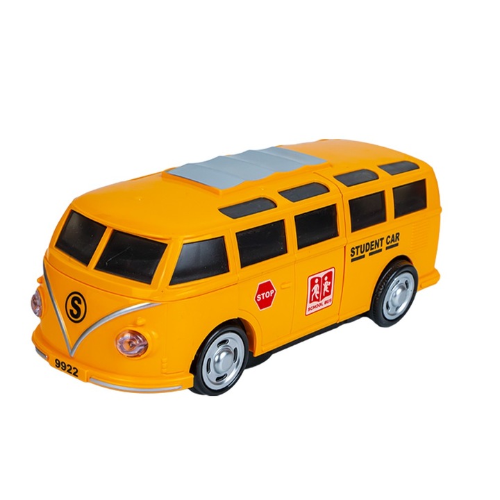 Autobuz scolar care se transforma in robot, cu sunete si lumini, Mecha Deformed school bus 2, 22x9x9 cm, 3 ani+