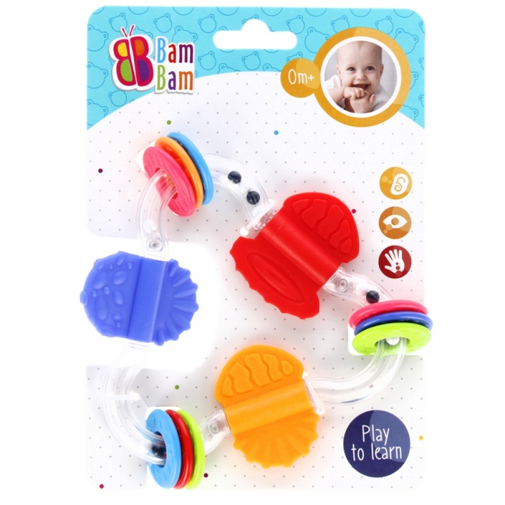 Играчка дрънкалка, Bam Bam - Триъгълник, 15x21 см