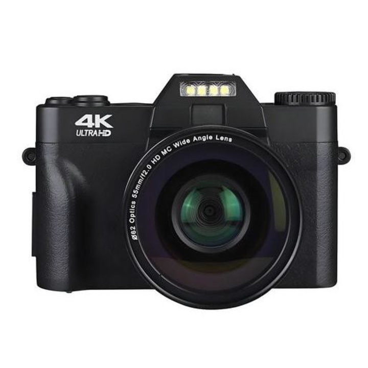 Digitális fényképezőgép 4K UHD autofókuszos kamera 64 GB memóriakártyás kompakt kamerával (kompakt kamera 48 MP digitális fényképezőgép)