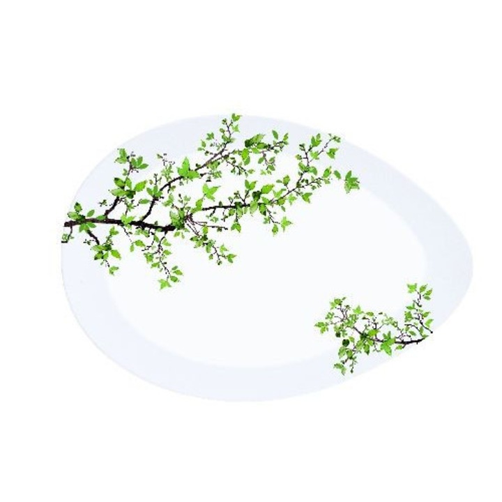 Porcelán kínálótál tojás forma, 24x16,5cm, dobozban, Natura