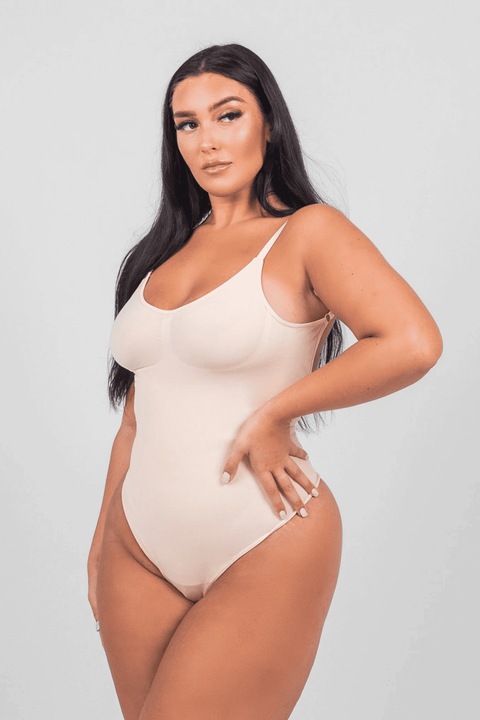 Body Modelator --THONG Tummy Control cu Spatele Decoltat, Alb