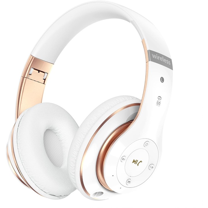 Falebare 6S Bluetooth fejhallgató, hangszórók, mikrofon, fehér/arany