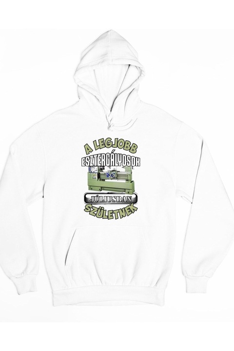 A legjobb esztergályosok júliusban születnek kapucnis női pulóver, Fehér