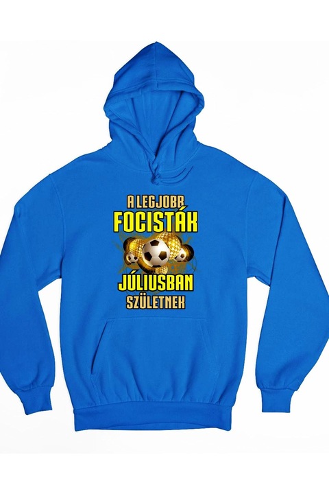 A legjobb focisták júliusban születnek kapucnis férfi pulóver, Királykék