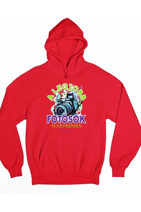 A legjobb fotósok novemberben születnek kapucnis női pulóver, Piros