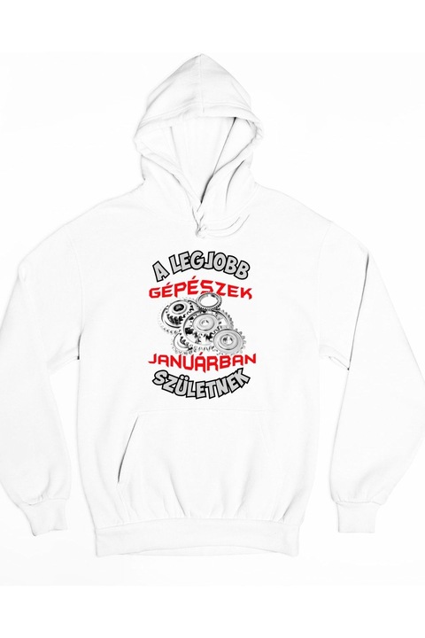 A legjobb gépészek januárban születnek kapucnis női pulóver, Fehér