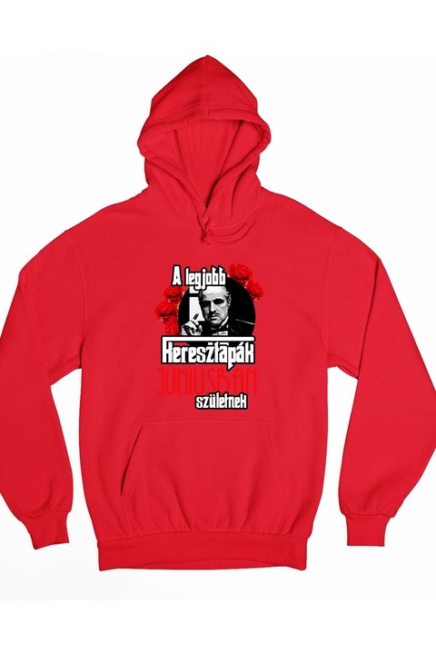 A legjobb keresztapák júniusban születnek kapucnis női pulóver, piros, S