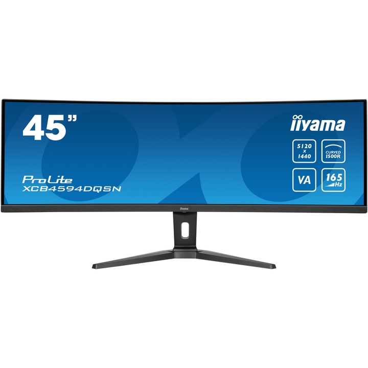Монитор LED VA iiyama ProLite Curved XCB4594DQSN-B1 45" Dual QHD, 165Hz, 0.8ms, HDMI, Display Port, HUB USB 3x3.2, USB-C DOCK, RJ45, KVM Switch, Flicker-free + Blue light