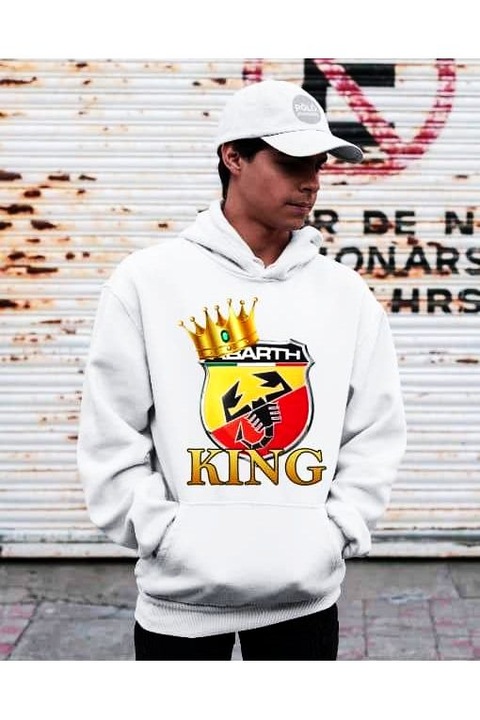 Hanorac cu glugă Abarth King pentru bărbați, Alb