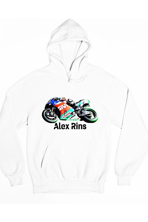 Hanorac pentru femei Alex Rins pentru curse de motociclete, Alb