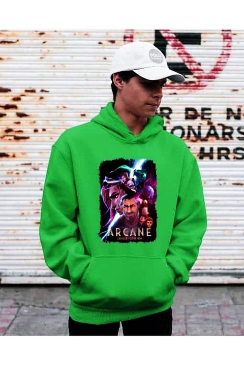 Hanorac cu imagine colorată Arcane pentru femei, Verde