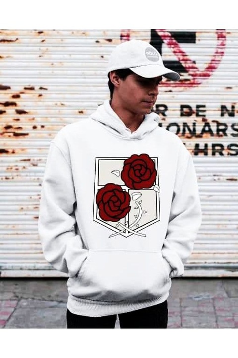 Hanorac cu glugă cu logo Attack on Titan, pentru femei, Alb