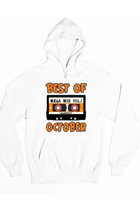 Hanorac cu glugă pentru bărbați Best of October, Alb