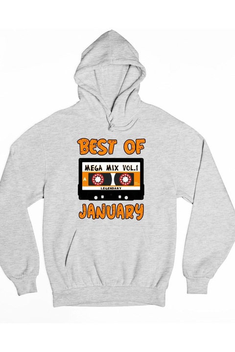 Best of cassette ianuarie hanorac cu glugă pentru bărbați, Gri