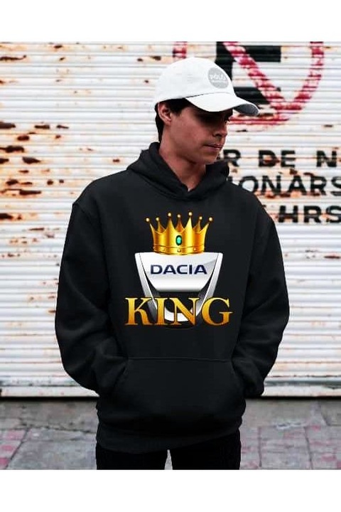 Pulover barbatesc Dacia king, Negru