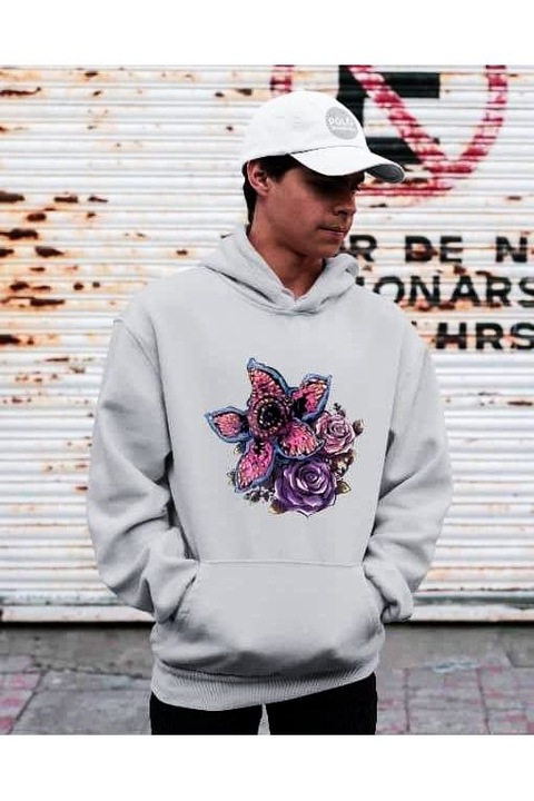 Hanorac cu glugă Demorose Stranger Things pentru femei, Gri