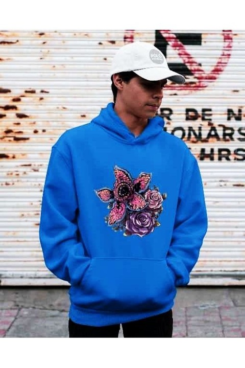 Hanorac cu glugă Demorose Stranger Things pentru bărbați, Albastru royal