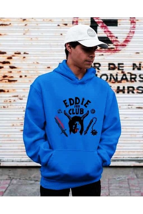 Hanorac pentru femei, Eddie Fan Club Stranger Things, Albastru royal
