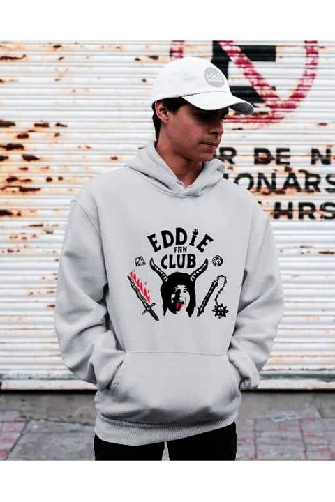 Hanorac pentru femei, Eddie Fan Club Stranger Things, Gri