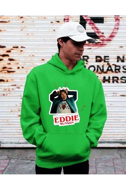 Hanoracă de damă Eddie Munson cu corn și coadă de diavol lucruri străine, Verde