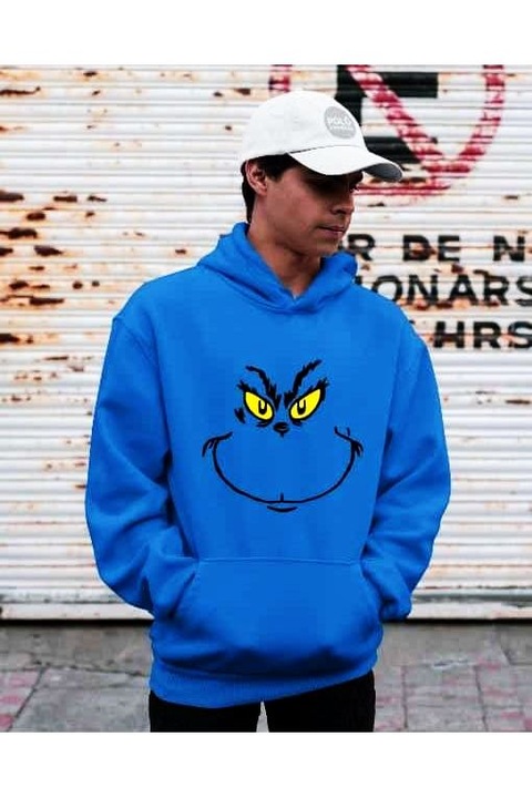 Hanorac Grinch Face pentru bărbați, Albastru royal