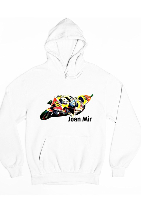 Pulover pentru bărbați de curse de motociclete Joan Mir, Alb