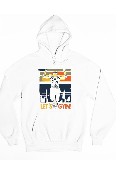 Hanorac pentru bărbați Let's Gym, Alb